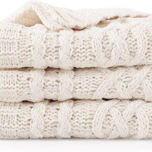 Cream white knit throw