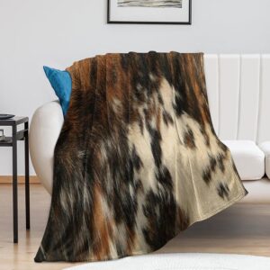Cowhide-Print Flannel Throw