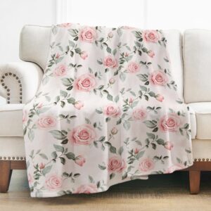 Pink Vintage Rose Floral Throw