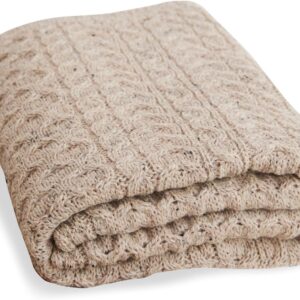 Classic Cable-Knit Wool Throw