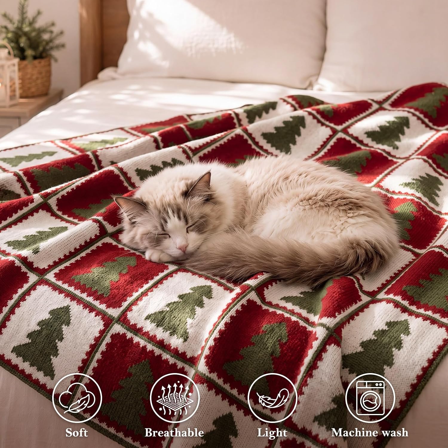 Christmas tree pattern knit throw - Image 2
