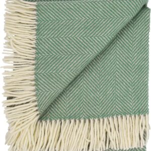 Mint Green Pure New Wool Herringbone Throw