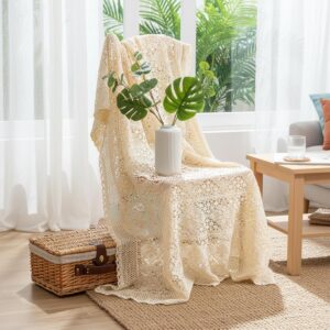 Vintage-Style Cotton Crochet Sofa Throw