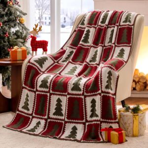 Christmas tree pattern knit throw