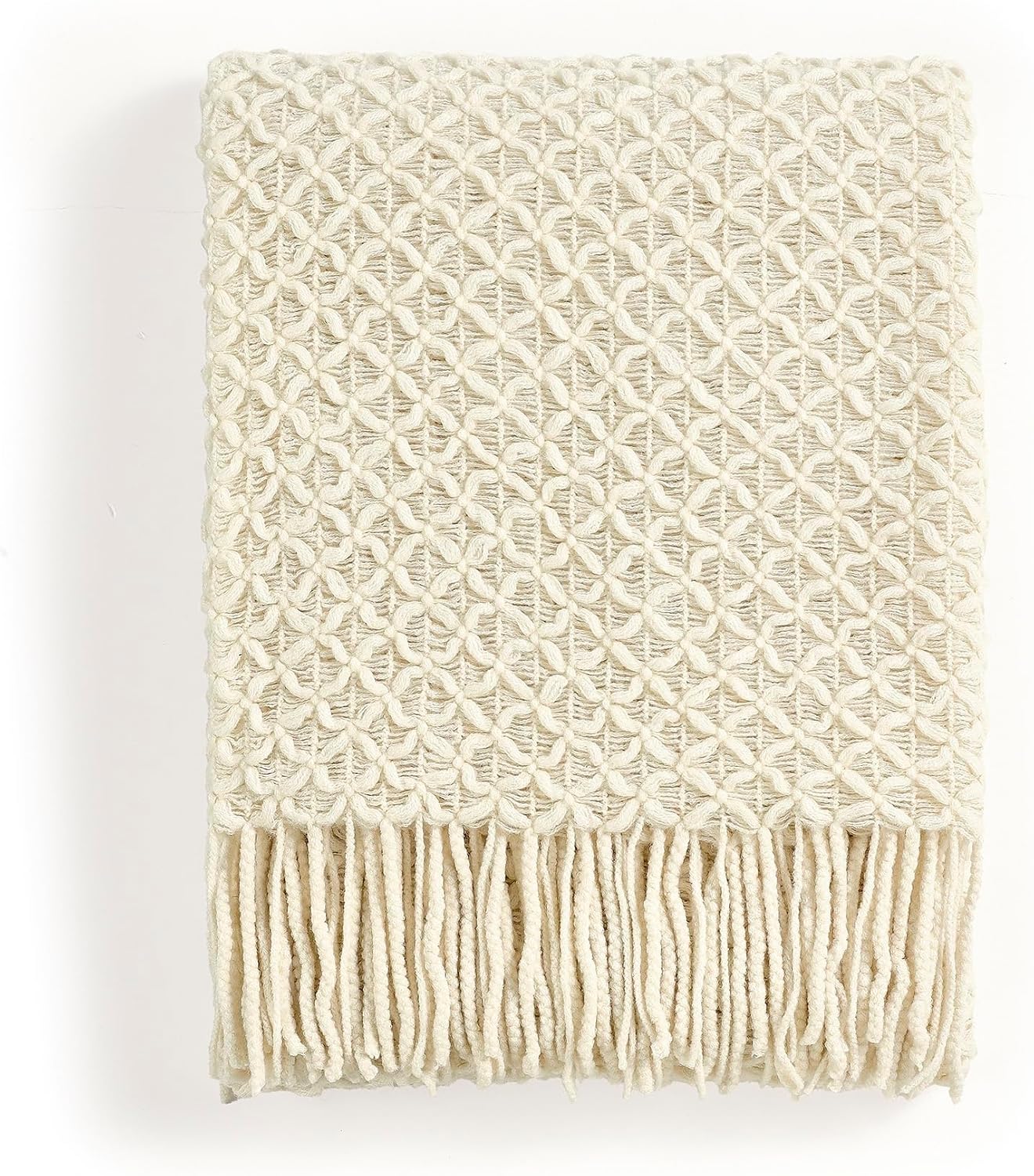 Beige cottage-style knit throw