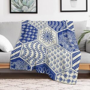 Vintage-Pattern Fleece/Wool Blend Throw