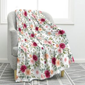 Pink floral throw