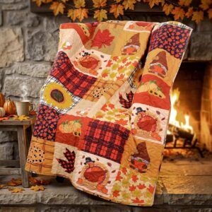 Autumn Maple Leaf Quilted Throw