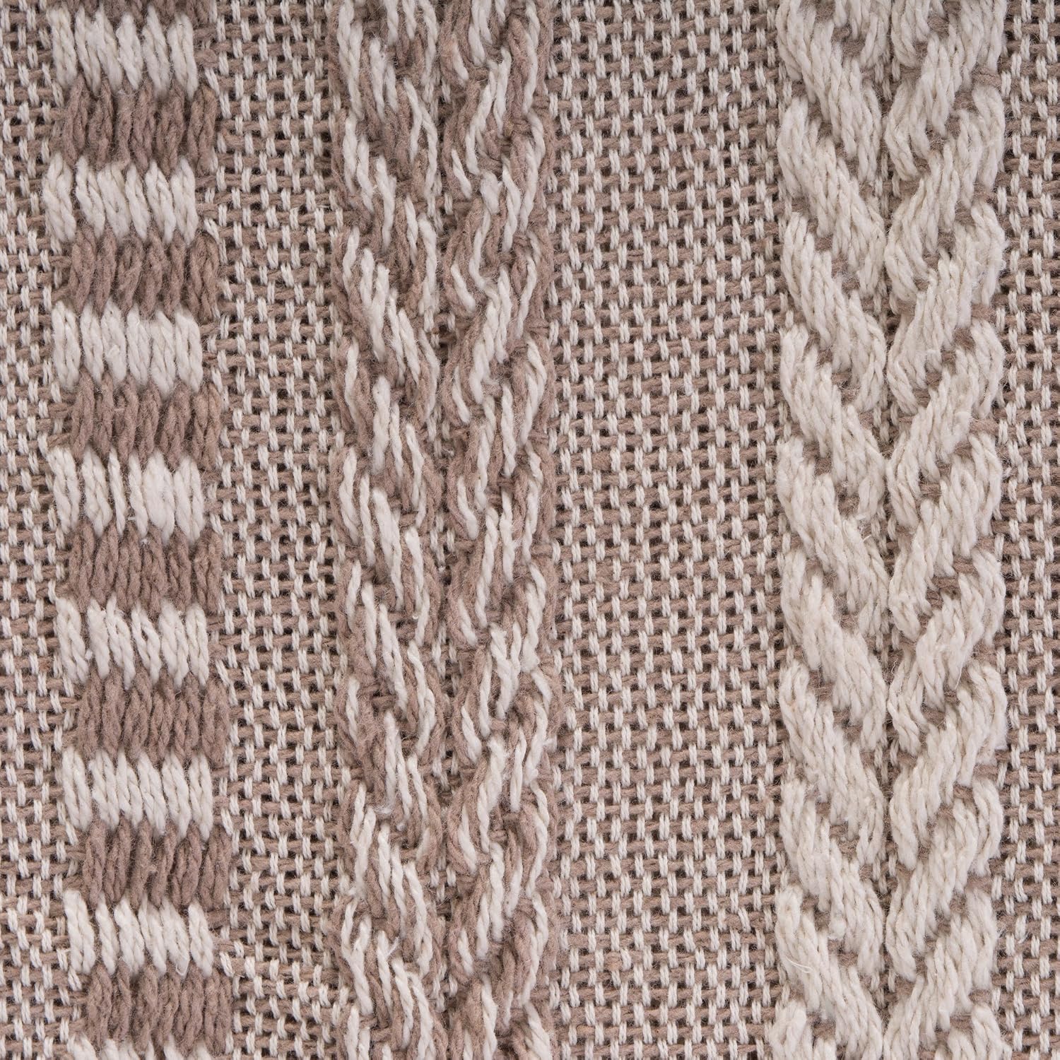Stone and Cream Striped Knit Throw - Image 2