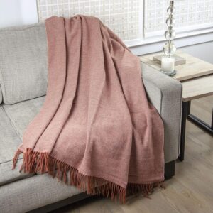Brick Red and Cream  Blend Throw with Tassels